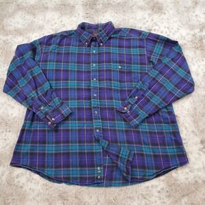 Vintage High Sierra Shirt Mens XXL Red Teal Purple Plaid Flannel Button Down 90s